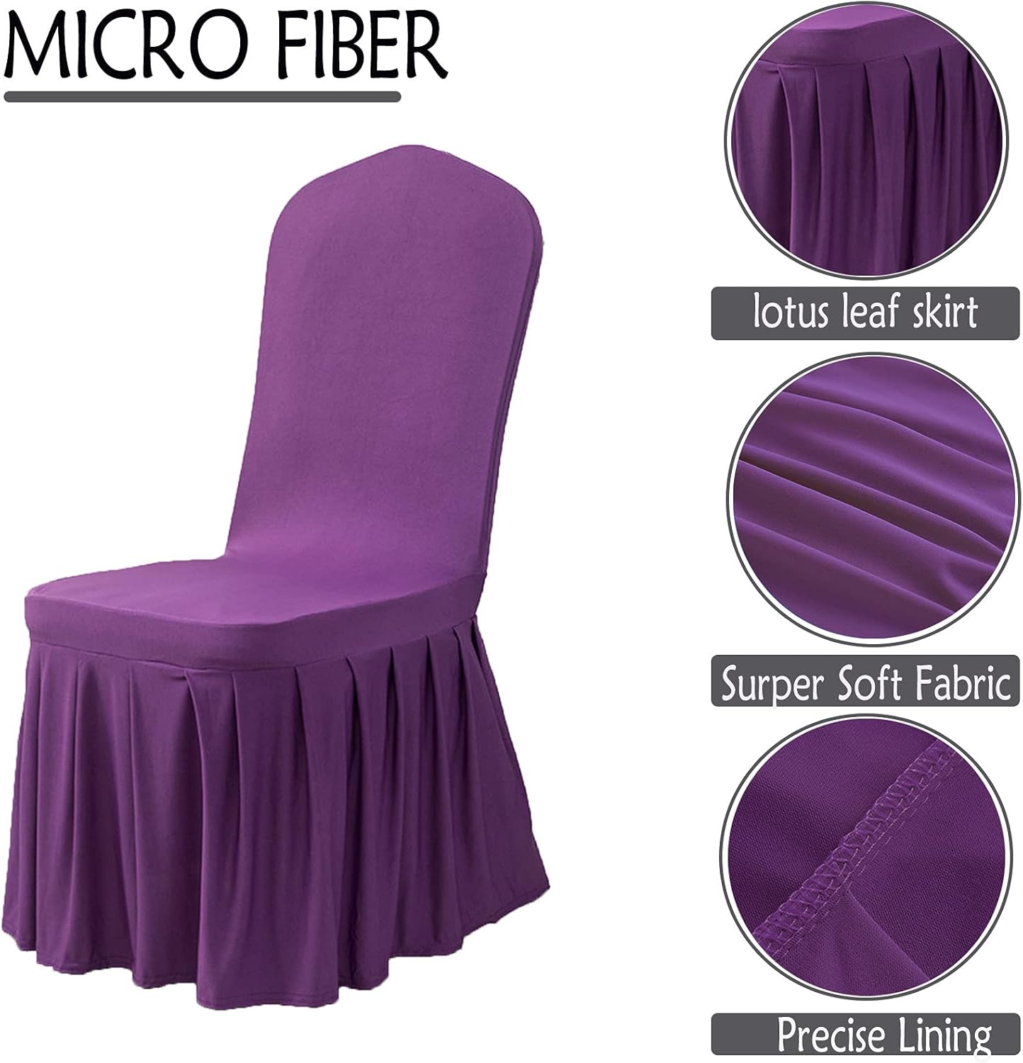 Dimatic Juego de 2 fundas para sillas de comedor, fundas elásticas Parsons con falda, de elastano súper ajuste, funda protectora de asiento para