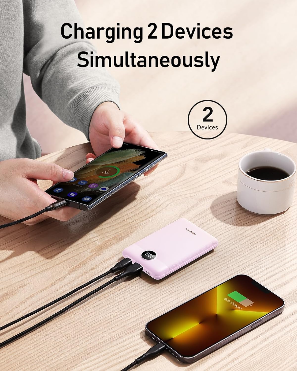 VEEKTOMX Mini banco de energía de 10000 mAh, 22.5 W de carga rápida, pequeño cargador portátil con PD 3.0 y QC 3.0, cargador USB C delgado y ligero