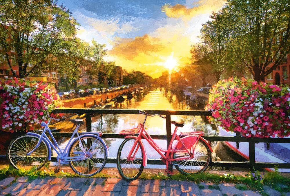 CASTORLAND Rompecabezas de 1000 piezas, pintoresco Ámsterdam con bicicletas, rompecabezas europeo, rompecabezas para adultos, Castorland C-104536-2