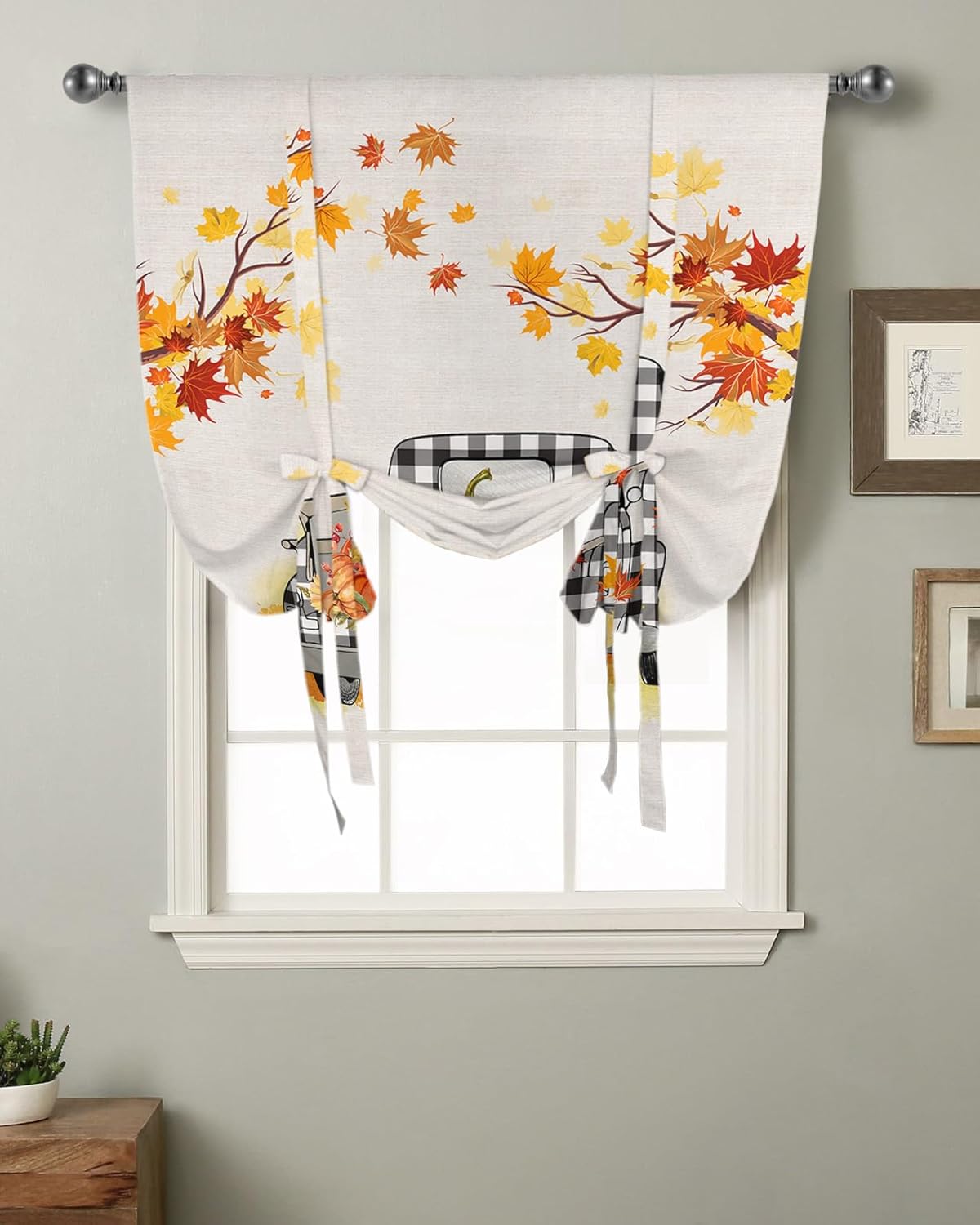 Cenefa de otoño para ventanas, cenefa de otoño de calabaza para ventanas, persianas de amarre para camión con cenefa de cortina de calabaza Harvet