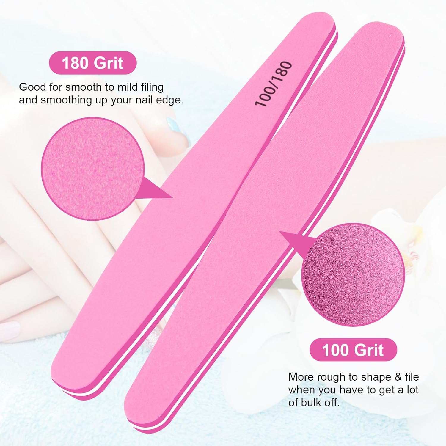 Anrui Emery Boards para uñas, 12 limas de uñas para uñas naturales, grano 100180 de doble cara para uñas, lima de uñas profesional reutilizable y