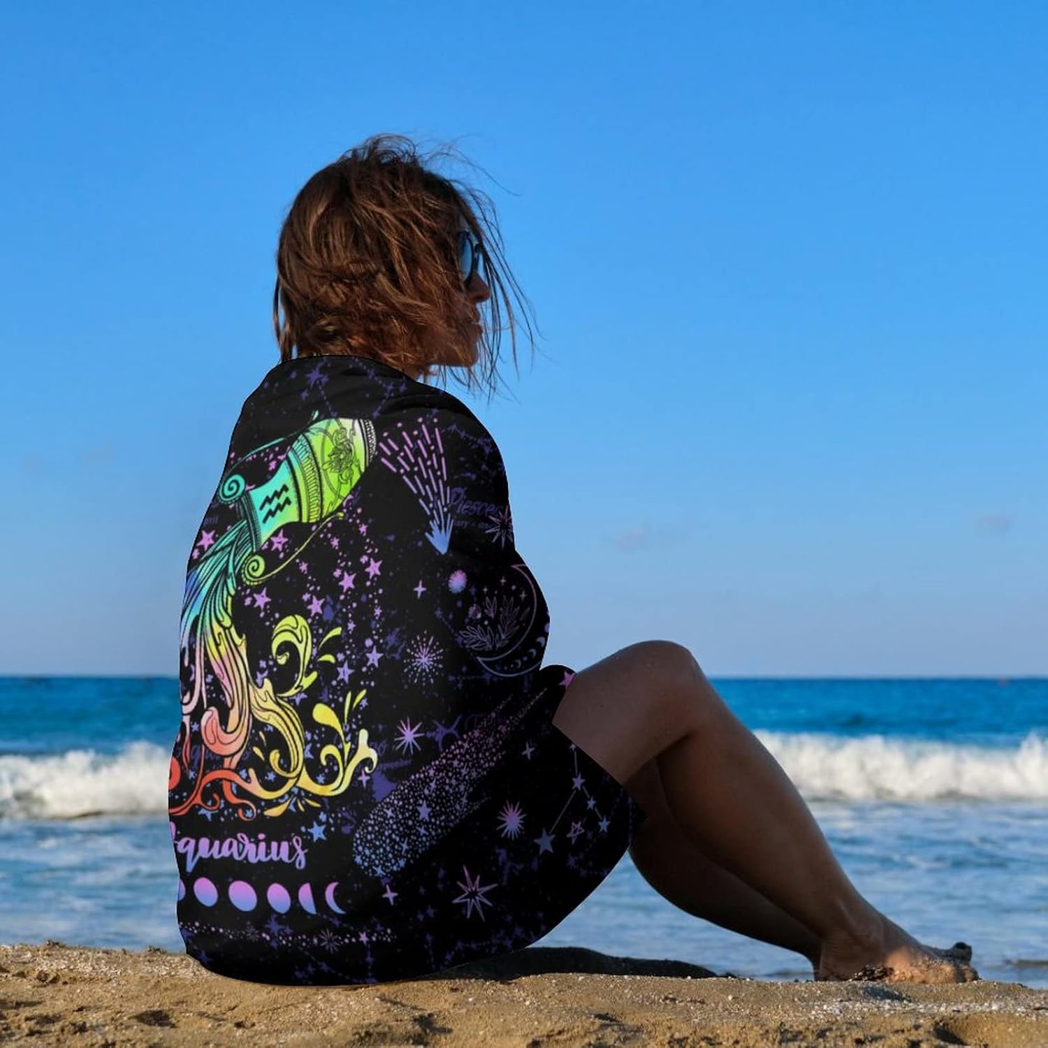 Aquarius – Toalla de baño con signo del zodíaco, toalla de baño para piscina, natación, campamento al aire libre y deportes, toallas de