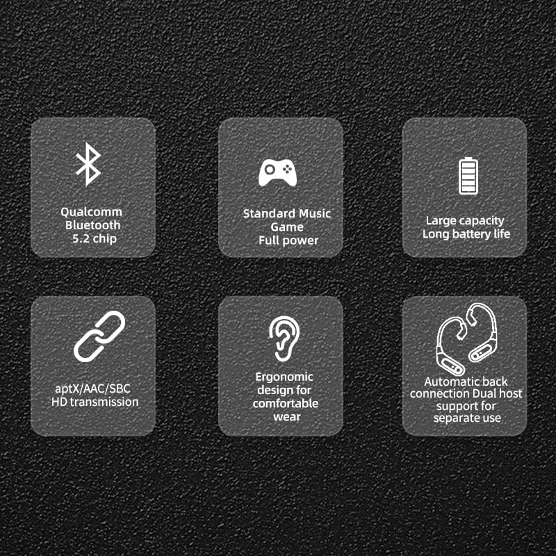 Linsoul KZ AZ15 – Gancho inalámbrico Bluetooth 5.2 mejorado con estuche de carga para auriculares IEMs, batería de larga duración, operación con un