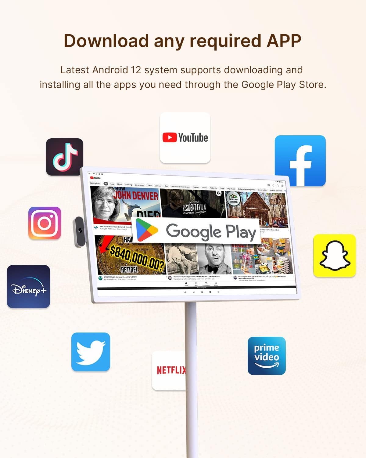 ApoloSign Monitor portátil de 32″ 1080p con pantalla táctil Incell, sistema operativo Android (compatible con Google Store), batería incorporada