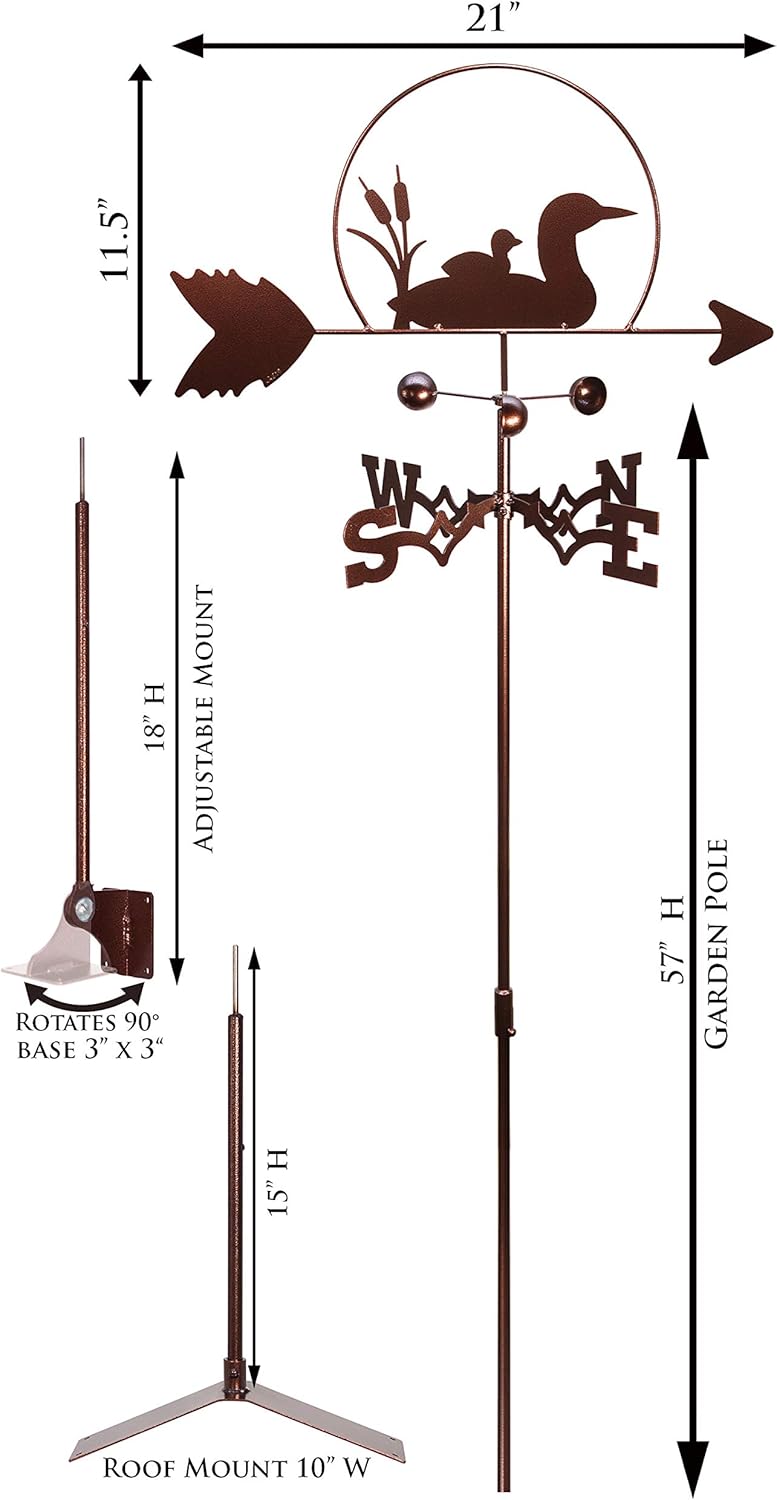 SWEN Products Veleta Loon Bird (soporte de techo incluido)