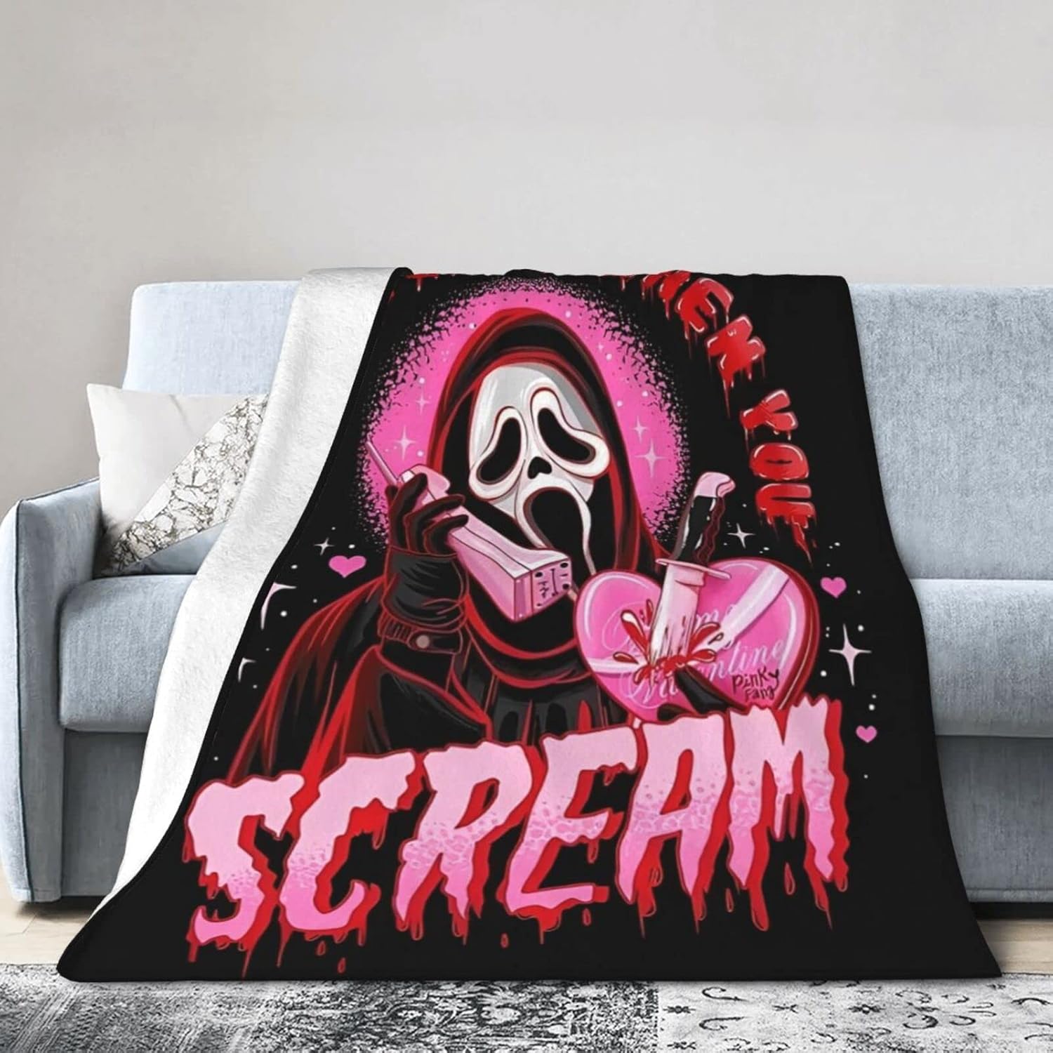 Manta de película de terror de Halloween, manta de cara de fantasma, ligera y cálida, manta de franela ultrasuave y cómoda, manta de forro polar de