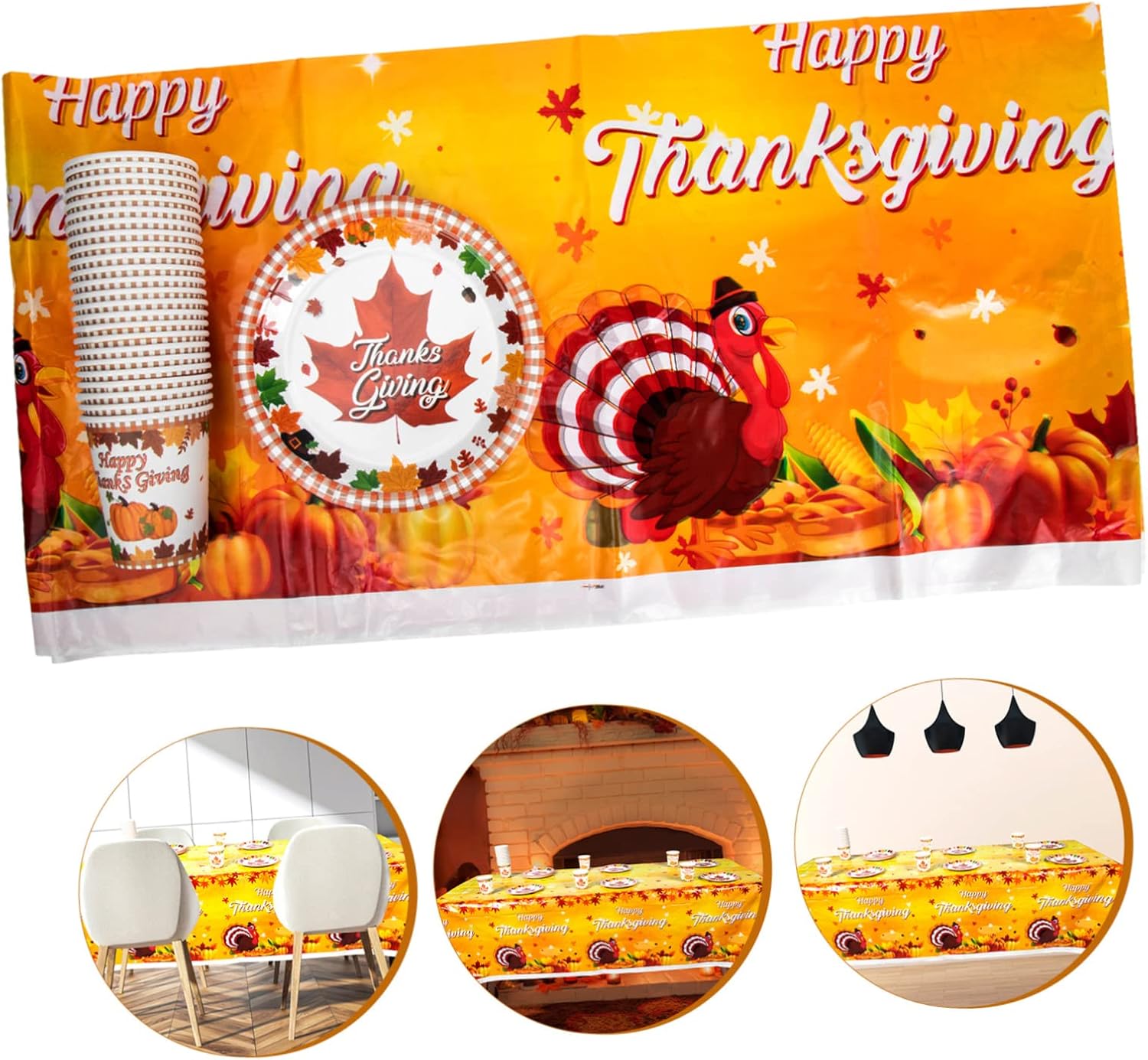 LALAFINA 4 Sets Holiday Decorations Pumpkin Table Cover Maple Leaves Drinking Cup Autumn Fall Leaf Table Cover Fall Pumpkin Decor Ocean Decorations