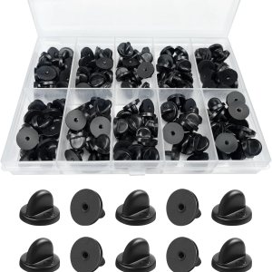 DUFEIMOY 150 piezas de pasadores de goma con bloqueo, cierres de pasador de bloqueo con estuche de almacenamiento, cierres de pasador para broche de DUFEIMOY 150 piezas de pasadores de goma con bloqueo, cierres de pasador de bloqueo con estuche de almacenamiento, cierres de pasador para broche de