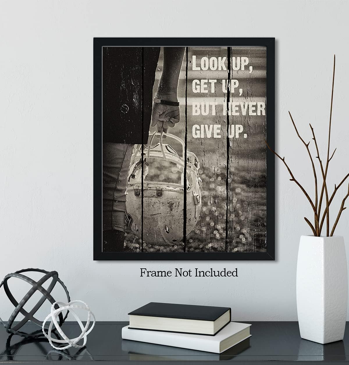 Look Up, Get Up, But Never Give Up – Impresión artística de pared de fútbol americano – ilustraciones sin marco impresas en papel fotográfico