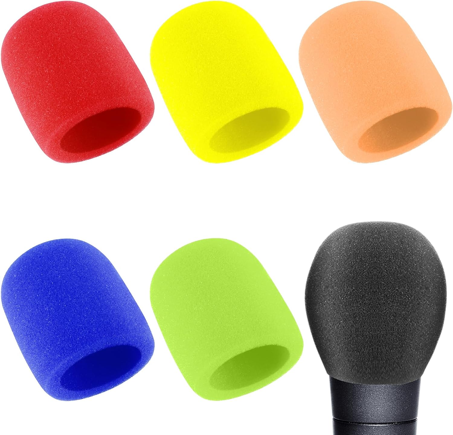 Prasacco Fundas de micrófono de espuma para micrófono, 6 unidades, fundas de micrófono de espuma para micrófono, parabrisas de colores, fundas de
