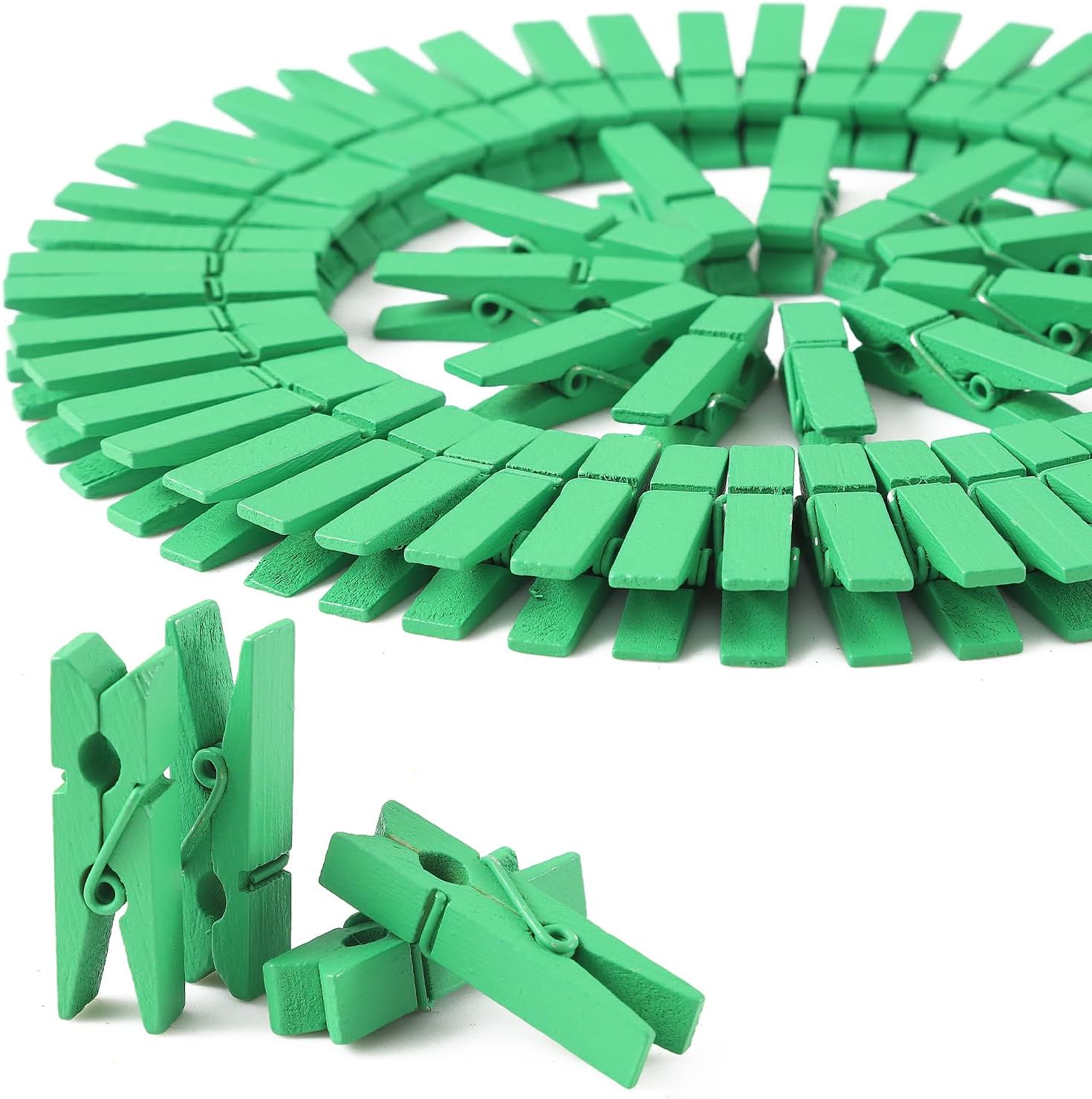HSTECH 100 pinzas de madera natural verde y cordel de yute de 82 pies, alfileres para ropa de bebé, clips de fotos para manualidades para el hogar,