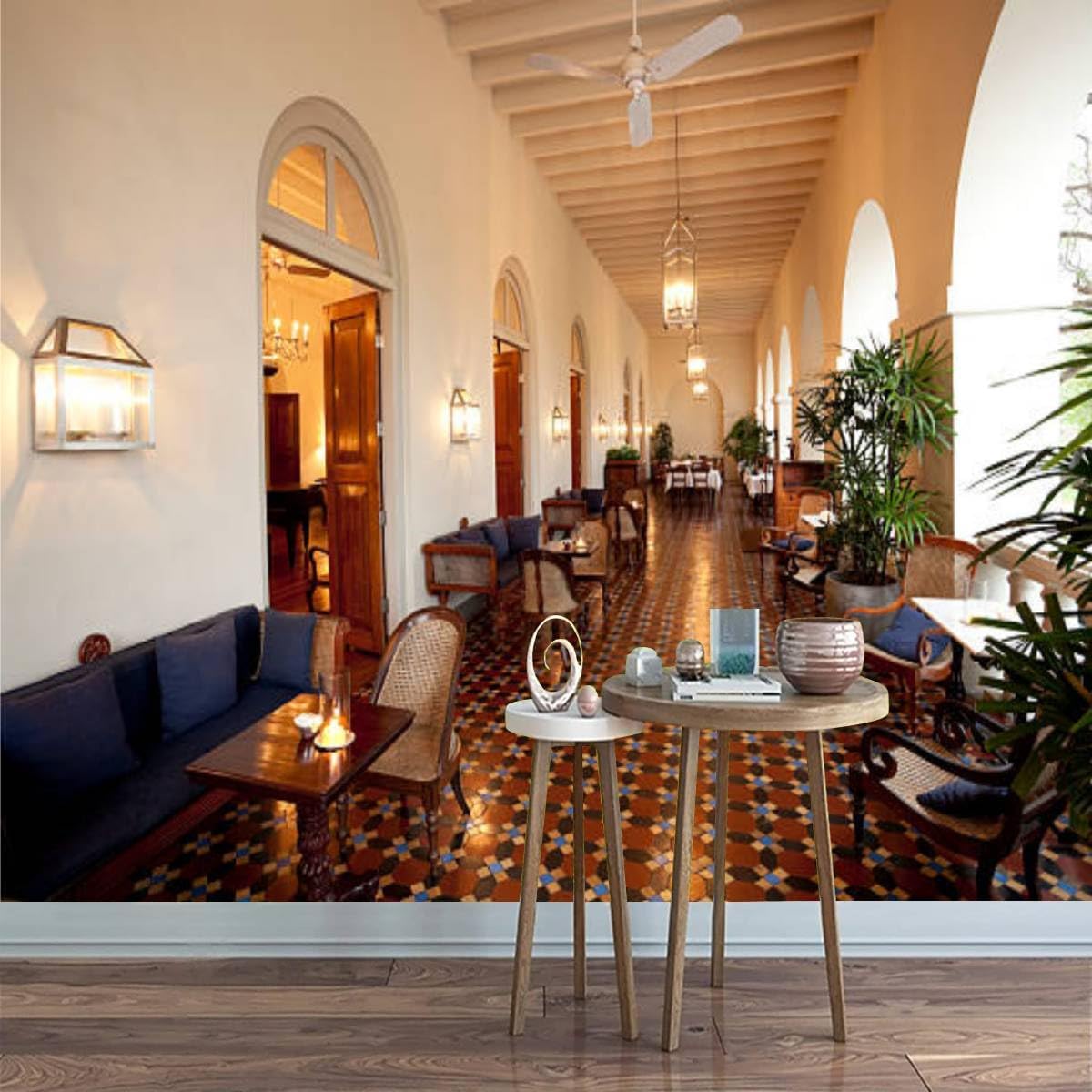Papel tapiz de lienzo moderno 3D para hotel, veranda, despegar y pegar, removible, autoadhesivas, calcomanías de pared para sala de estar,