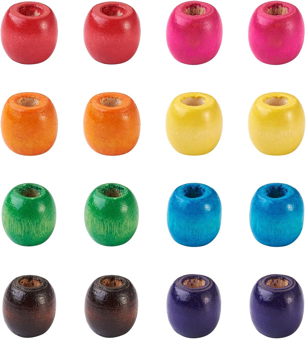 Craftdady Cuentas espaciadoras de barril de madera de agujero grande, cuentas de madera natural Rondelle Drum Dreadlock Hair Braid Beads