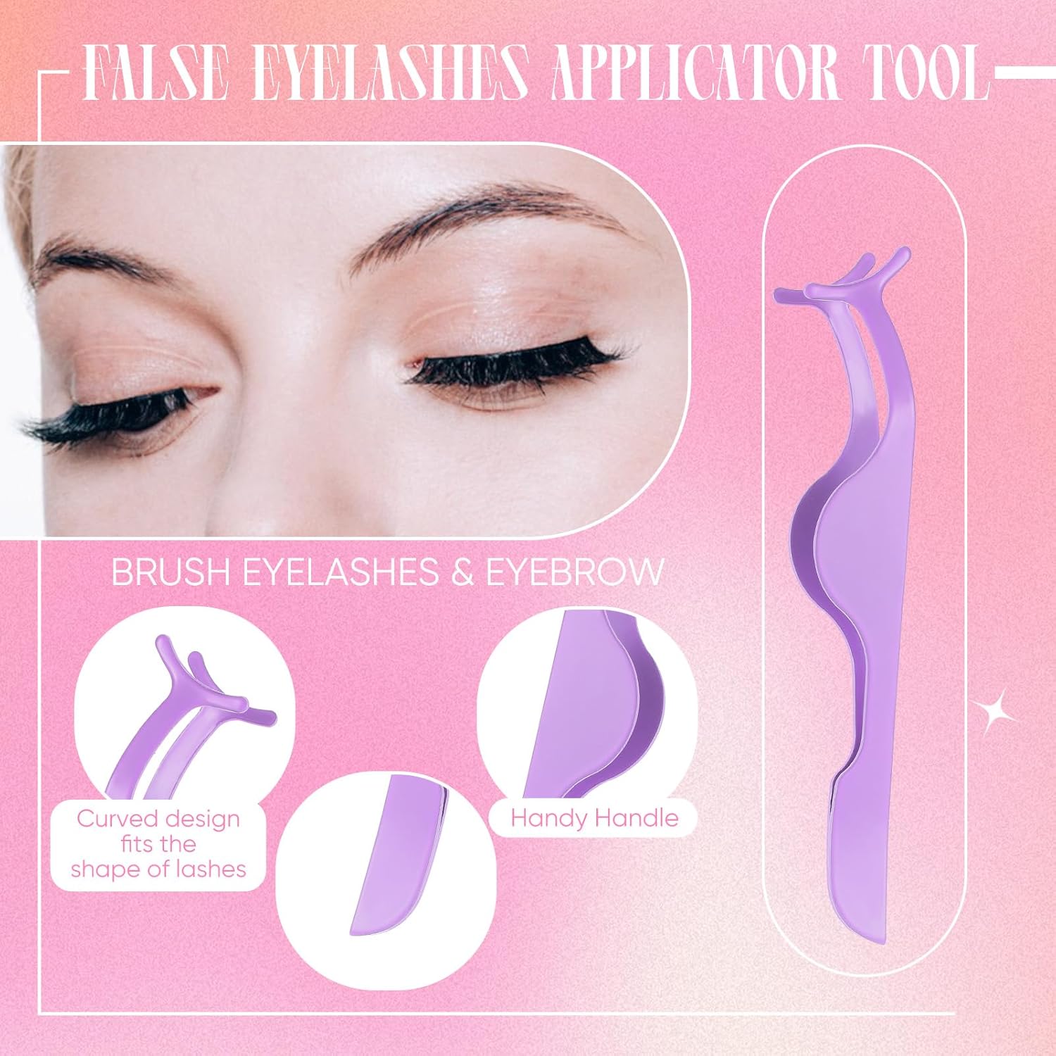 Juego de 6 herramientas aplicadoras de pestañas, pinzas de pestañas para extensiones de pestañas, tijeras de pestañas postizas de acero inoxidable,