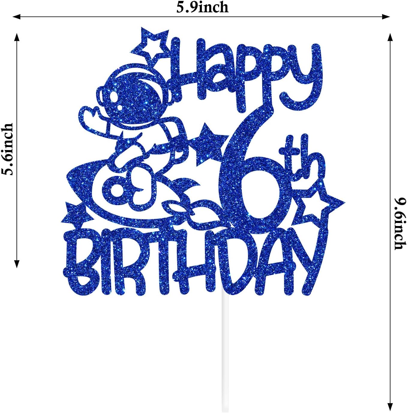 Space Happy 6th Birthday – Decoración para tartas de 6 años, decoración de fiesta de cumpleaños temática de astronautas para niños y niñas
