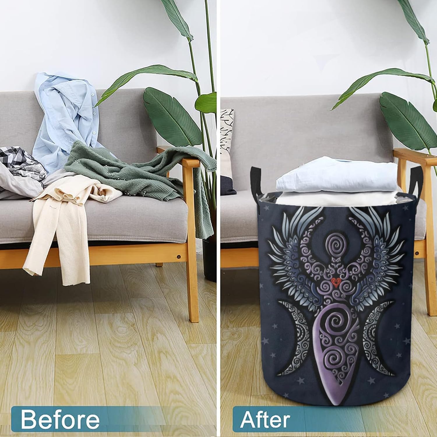 Cesta de lavandería Tree Life Spiral Goddess Wiccan – Cesta de almacenamiento plegable para baño, habitación, decoración del hogar