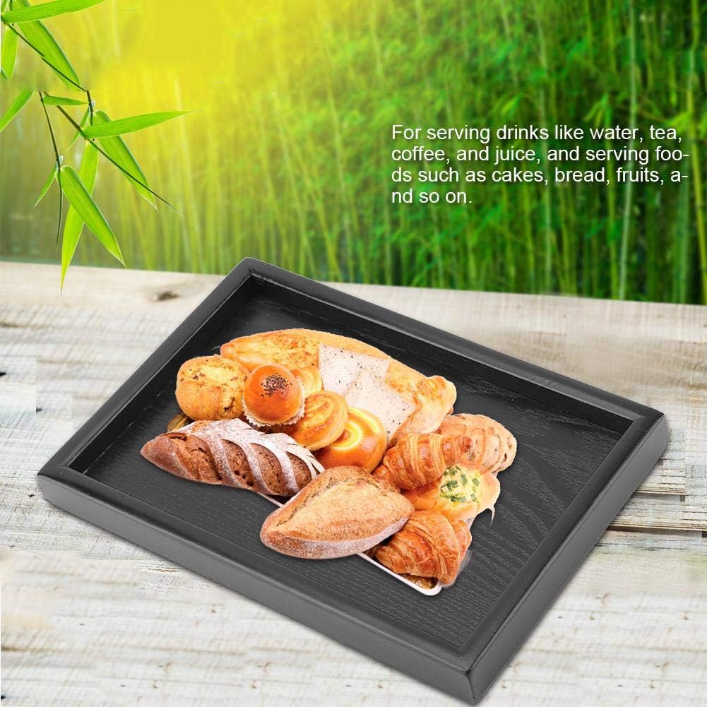 Bandeja de madera maciza con forma rectangular para té, café, bebidas, aperitivos, desayuno, restaurante, vajilla de comedor (8.66 x 5.91 pulgadas)