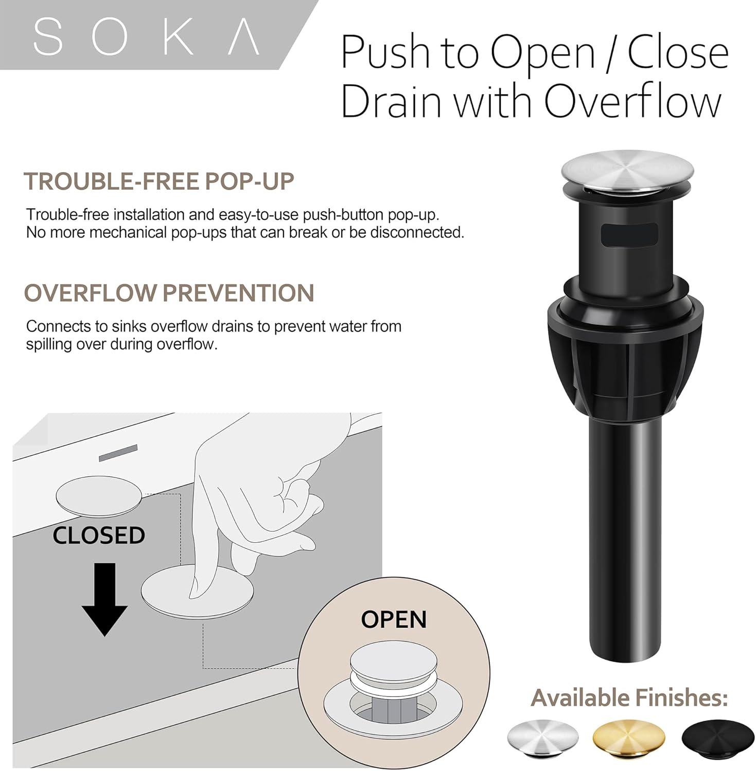 SOKA Centerset – Grifo de baño con 2 asas de 4 pulgadas, fregadero de mano comercial, grifo táctil de 3 agujeros, níquel cepillado, palanca L
