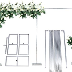Soporte de telón de fondo de 10 x 20 pies resistente con base, kit de tubo de fondo de boda plateado, soporte cuadrado de arco de globos de metal, Soporte de telón de fondo de 10 x 20 pies resistente con base, kit de tubo de fondo de boda plateado, soporte cuadrado de arco de globos de metal,