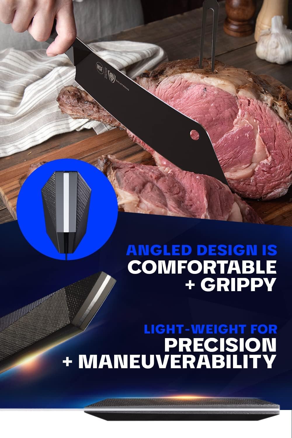 Dalstrong – Shadow Black Series – Cuchillo de acero HC alemán con revestimiento de nitruro de titanio negro, Acero HC alemán con revestimiento de