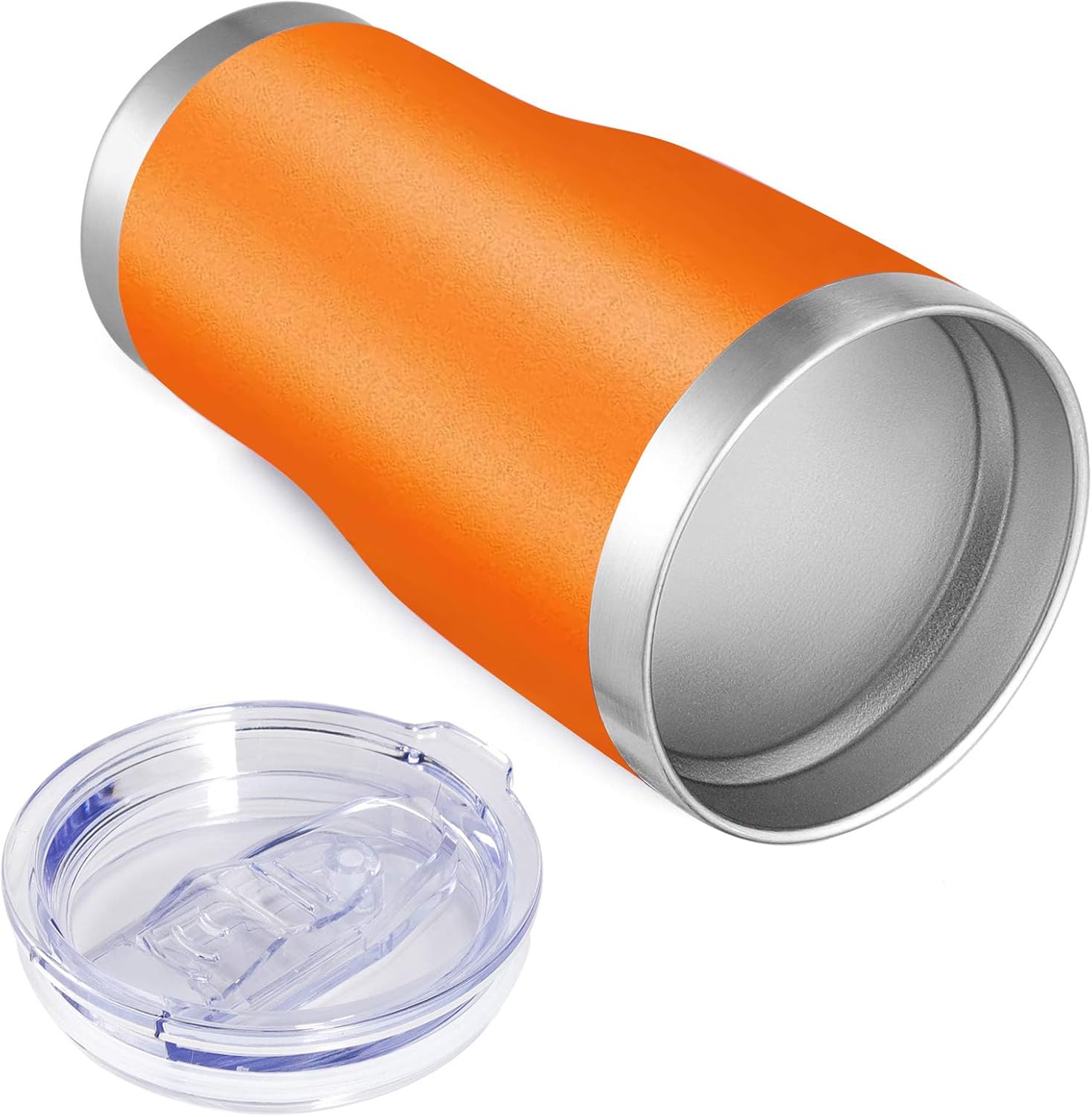 VEGOND Vaso de acero inoxidable de 20 onzas con tapa y popote aislado al vacío, taza de café de viaje de doble pared (paquete 12 naranja)