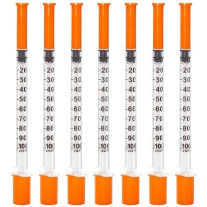 Jeringas de calibre 29, 1 cc y 12 pulgadas (0.512 in) con aguja, paquete de 50 Jeringas de calibre 29, 1 cc y 12 pulgadas (0.512 in) con aguja, paquete de 50