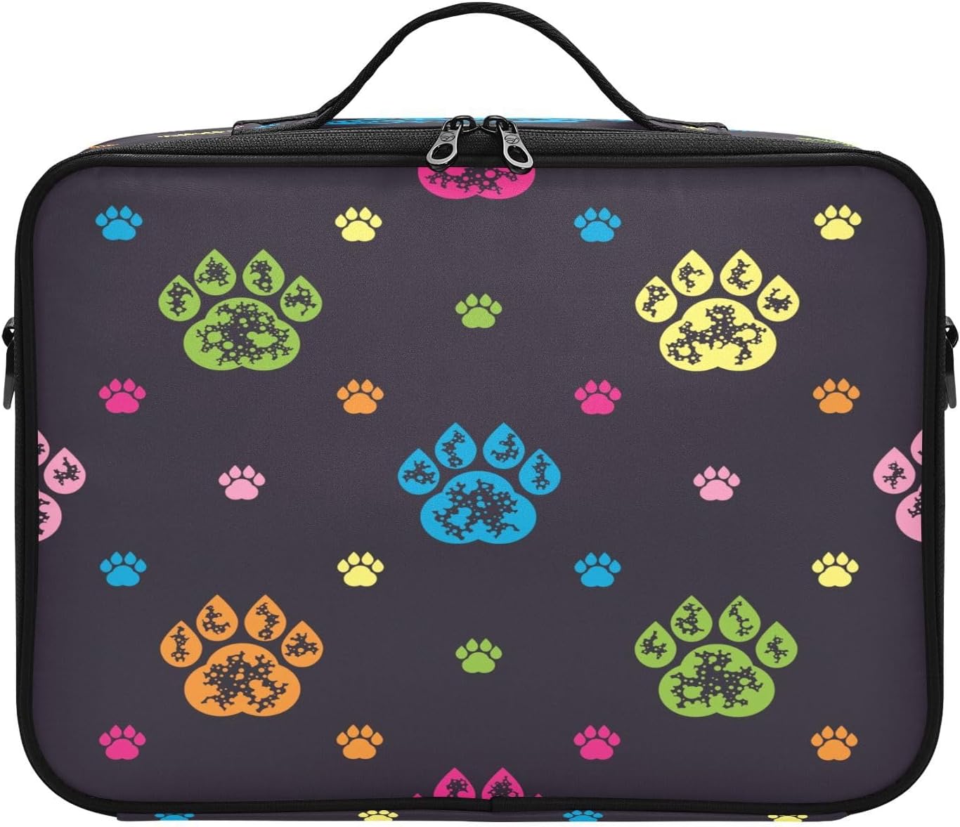 Coloridas huellas de perro huellas de cosméticos conjuntos de bolsas de viaje para artículos de aseo personal, bolsa de maquillaje, capacidad
