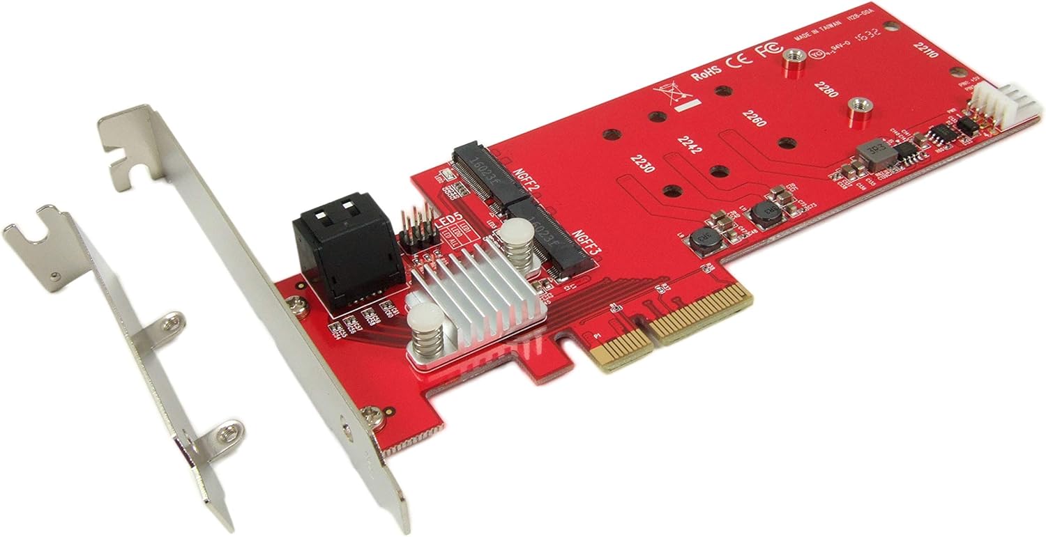 Ableconn Tarjeta controladora PEXM2-2SA Dual M.2 SATA SSD PCIe RAID con puertos SATA III duales – Compatible con 2 unidades SSD M.2 NGFF SATA + 2