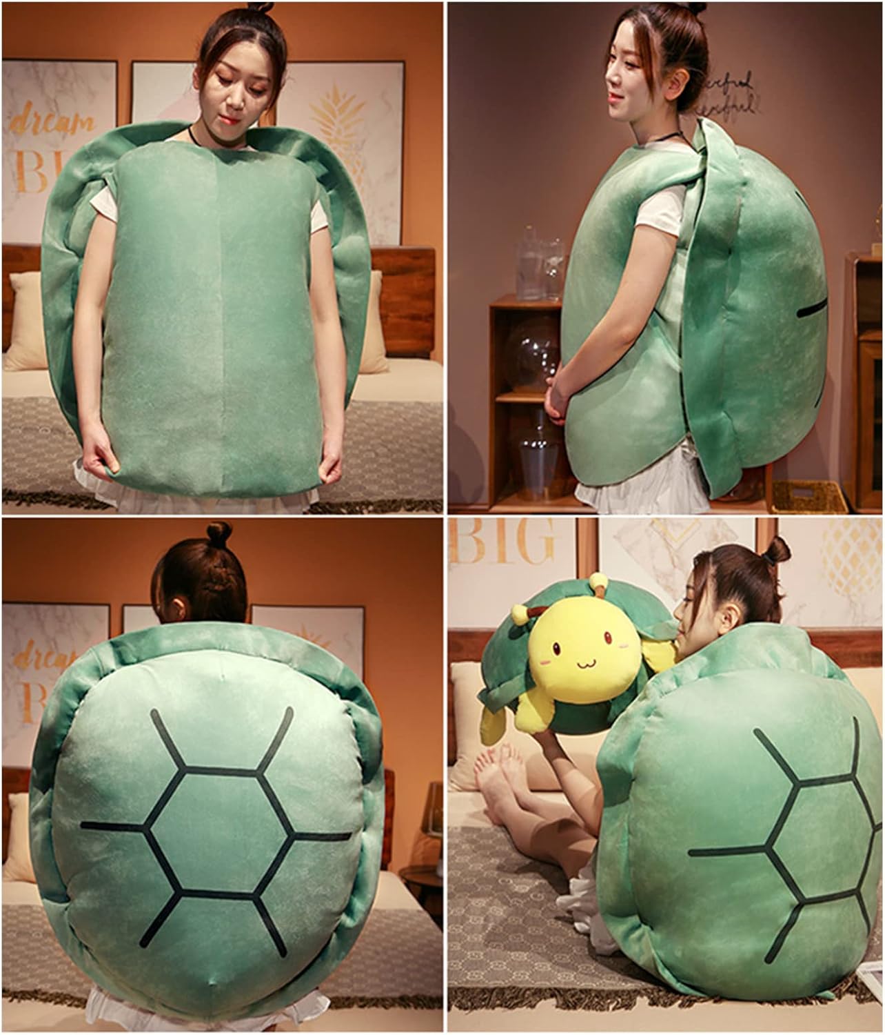 Almohada de concha de tortuga portátil, disfraz de animal de peluche, divertido juguete de vestir, divertido juguete de cosas para llevar, regalos