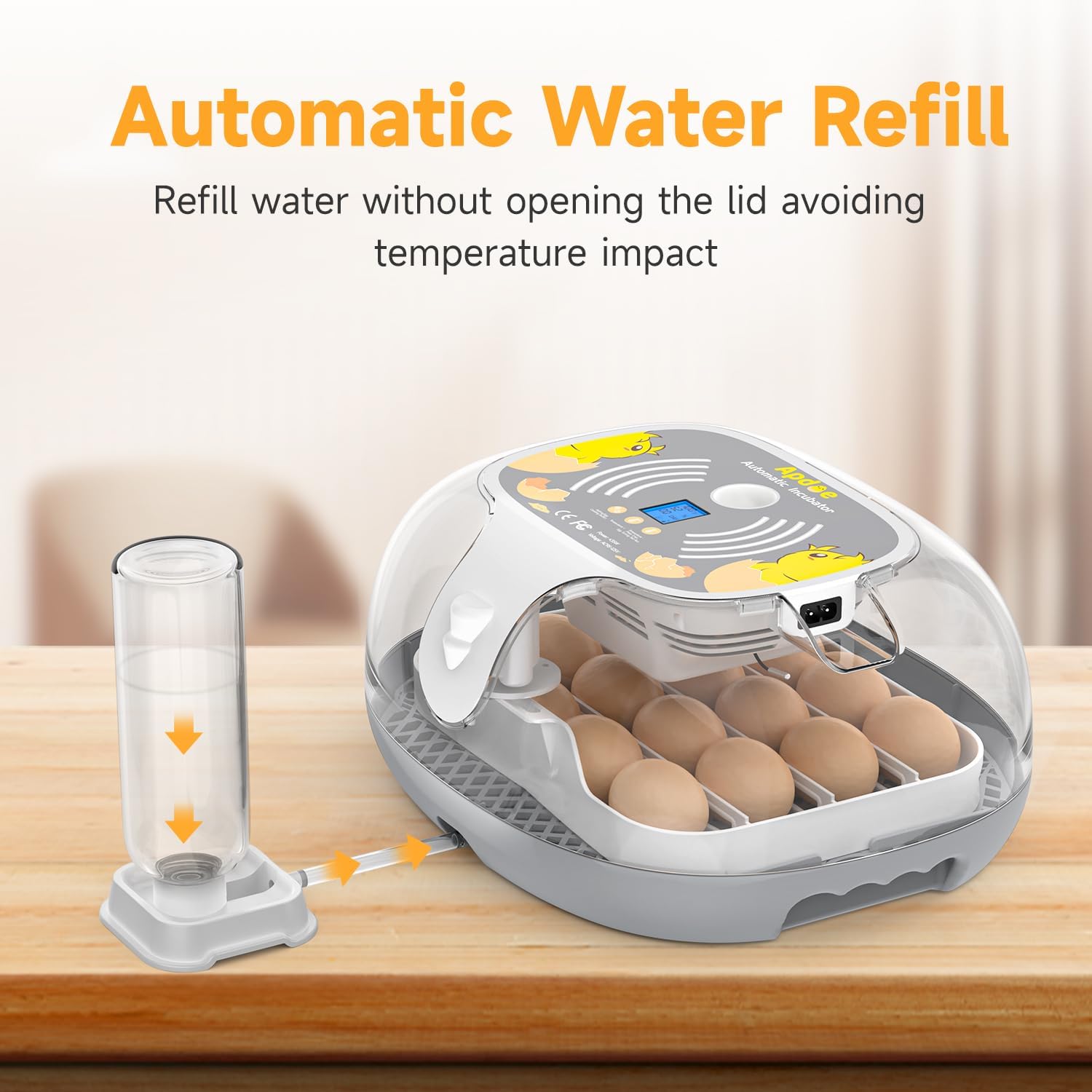 Apdoe Incubadora de 16 huevos para incubar huevos, pantalla de humedad y día de eclosión, girador automático de huevos, vela de huevos, divisores