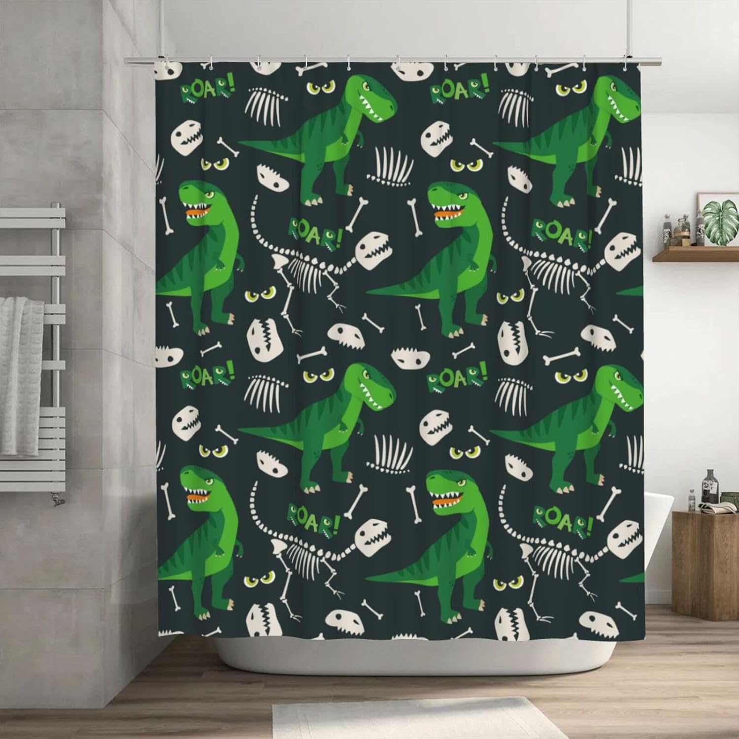Cortina de ducha de plástico con diseño de dinosaurio, 72 x 72 pulgadas, juego de cortinas de ducha extra largas para baño, cortinas de baño con
