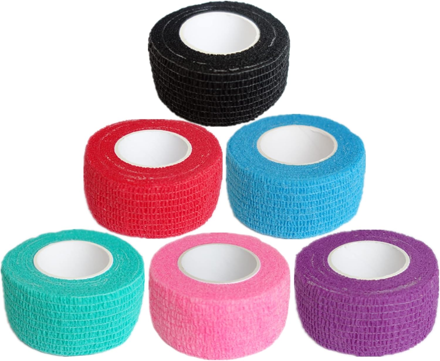 Baisunt Paquete de 6 vendajes cohesivos de 1 pulgada, cinta autoadhesiva autoadhesiva autoadhesiva transpirable para muñeca, tobillo, deportes,