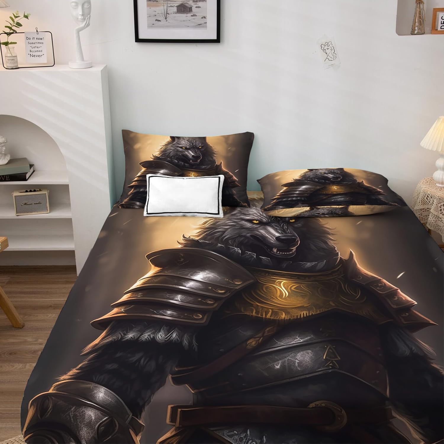 Sábanas de lobo divididas tamaño King para cama ajustable, sábanas de animales divertidos, sábanas y fundas de almohada, juego de 5 piezas,