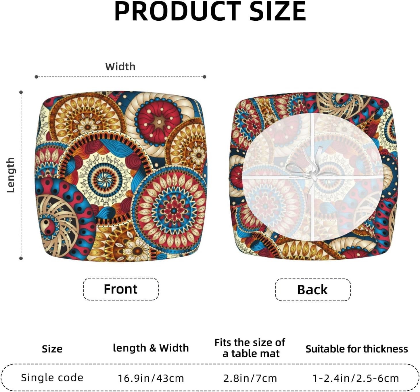 Fundas de cojín para sillas de comedor con diseño floral étnico de círculos, extraíbles y lavables, fundas reutilizables para sillas de comedor,