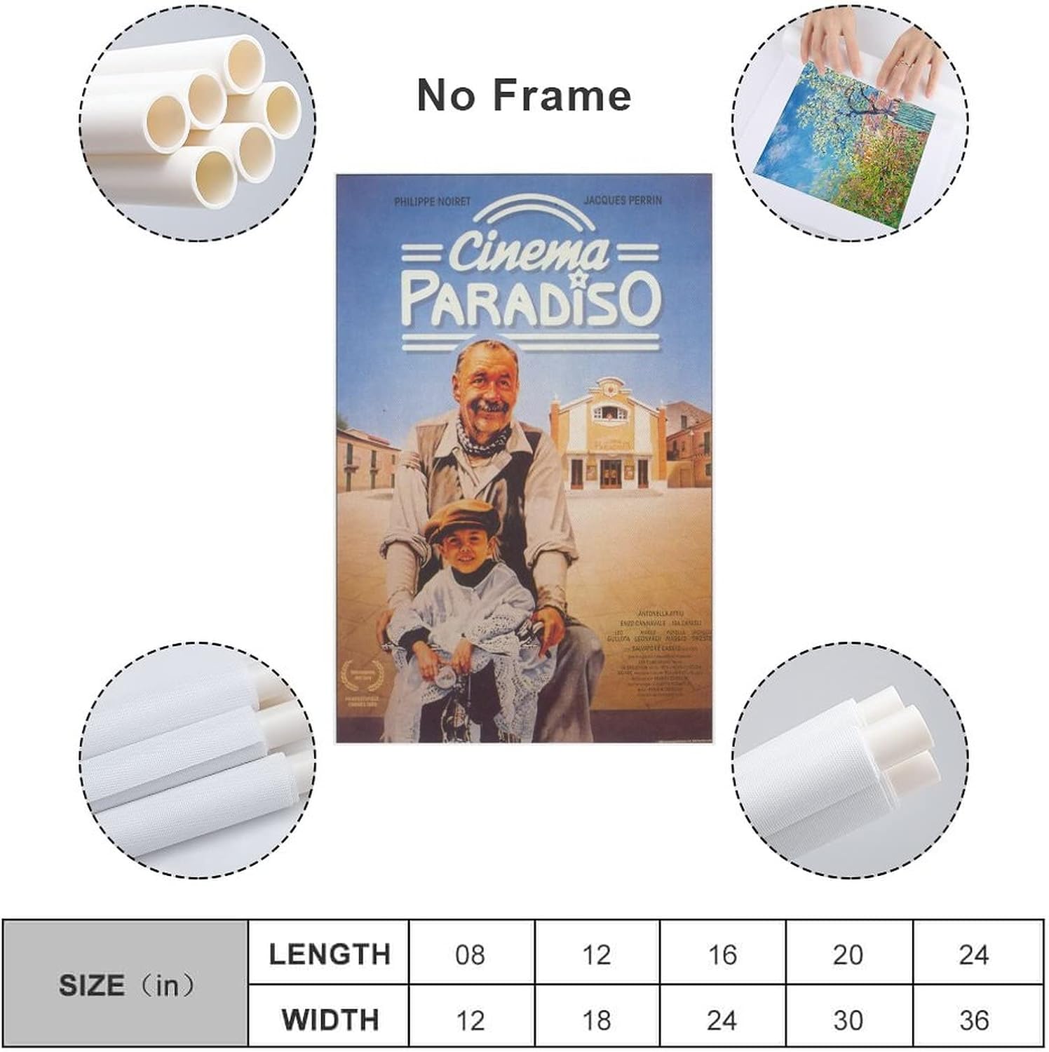 Nuovo Cinema Paradiso – Pósteres de película (3) impresiones artísticas de pared, lienzo, obras de arte, idea de regalo, estética, 24 x 36 pulgadas