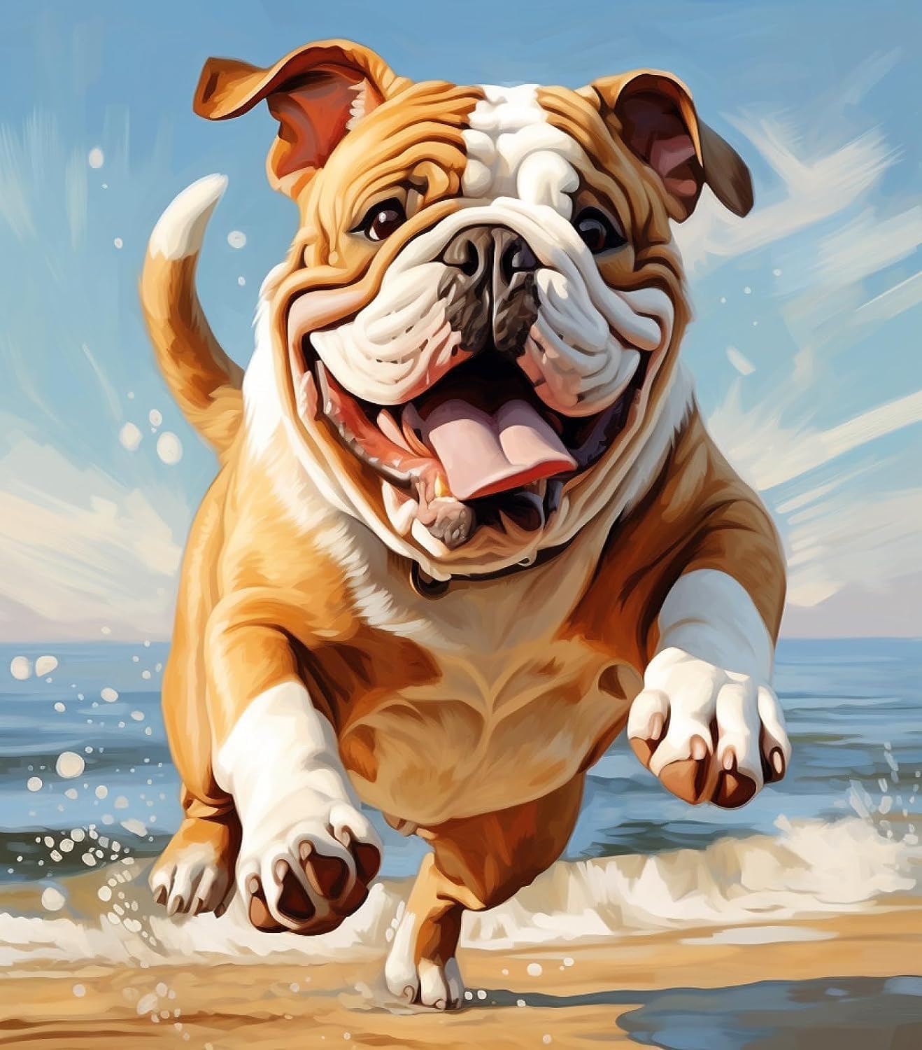 ZMHZMY Pintura por números para adultos, Bulldog inglés, kits de pintura por números, pintura al óleo, lienzo de dibujo para decoración del hogar,