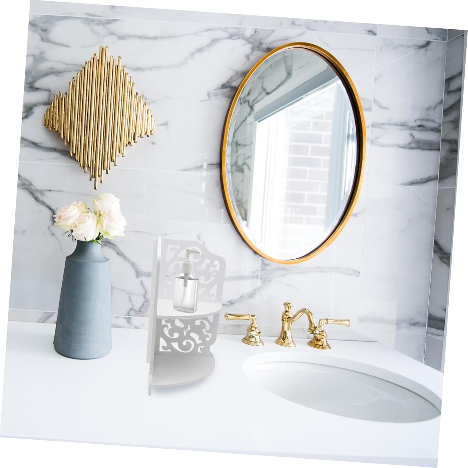 Cabilock Organizador de cocina para el hogar, decoración de baño, almacenamiento blanco, estante multifunción, organizador de artículos para el