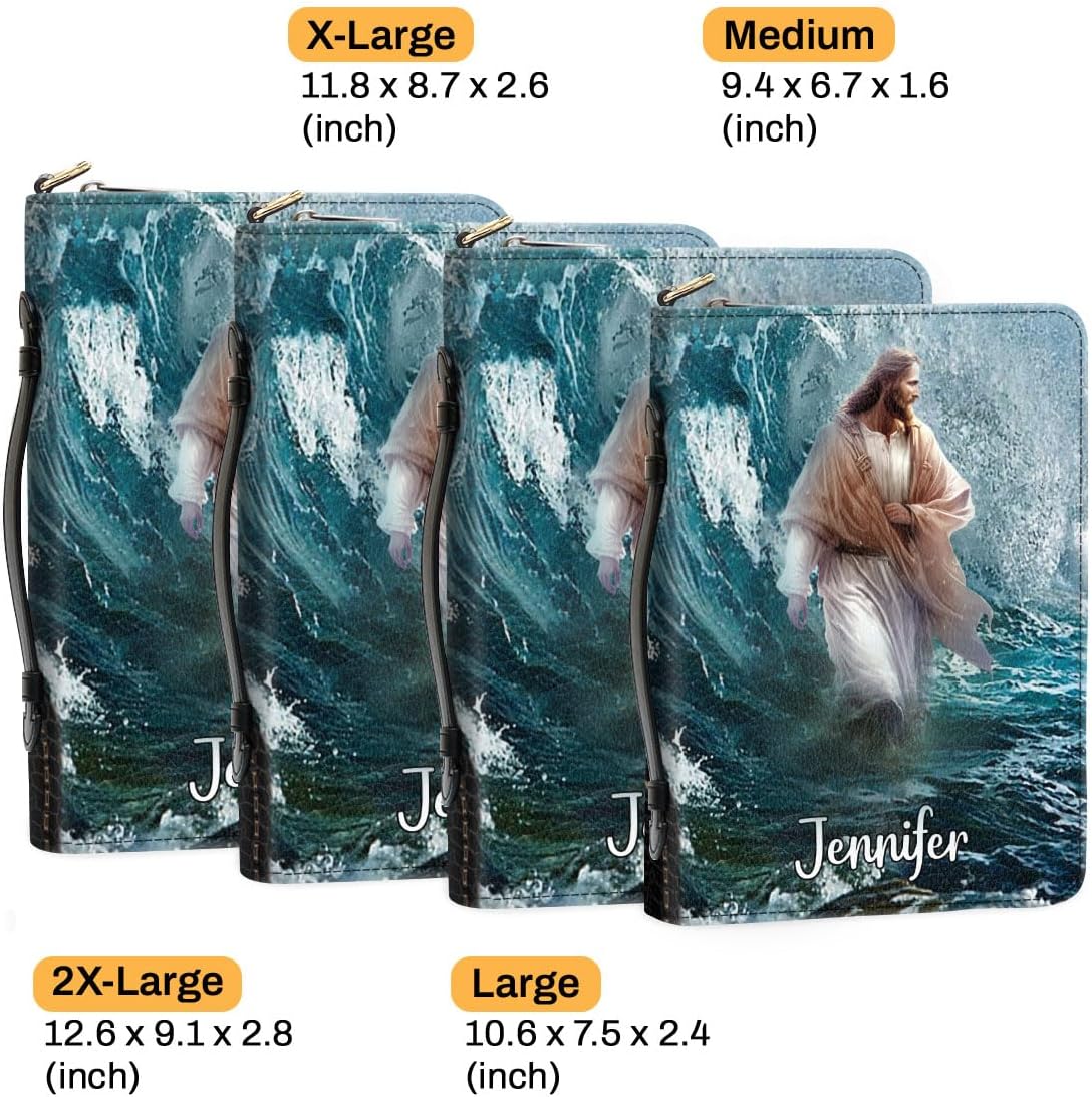 Jesuspirit Fundas de cuero personalizadas para la Biblia, bolsa de la Biblia para hombres y mujeres, funda de transporte de la Biblia con texto en