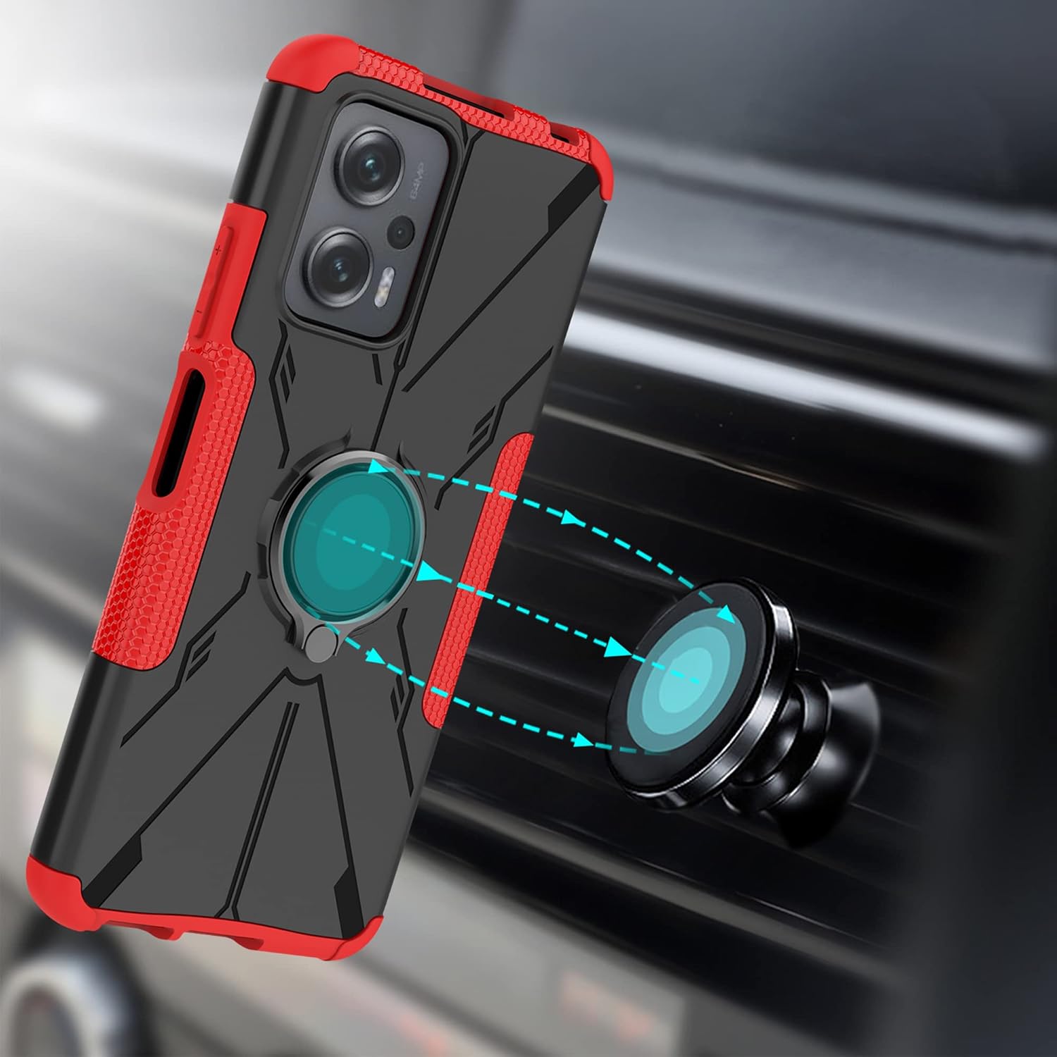 Funda compatible con Xiaomi Redmi Note 11T Pro, funda Poco X4 GT, soporte de anillo de rotación de 360 Kickstand de grado militar, funda a prueba de