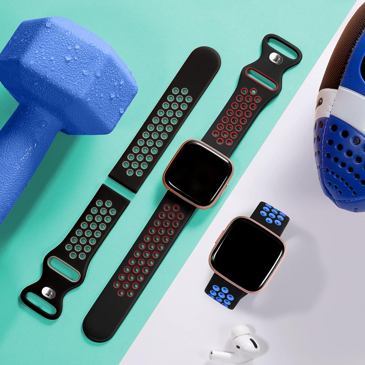 Witzon Bandas deportivas compatibles con Fitbit Versa 2VersaVersa Lite para mujeres y hombres, pulseras de repuesto de silicona transpirable para