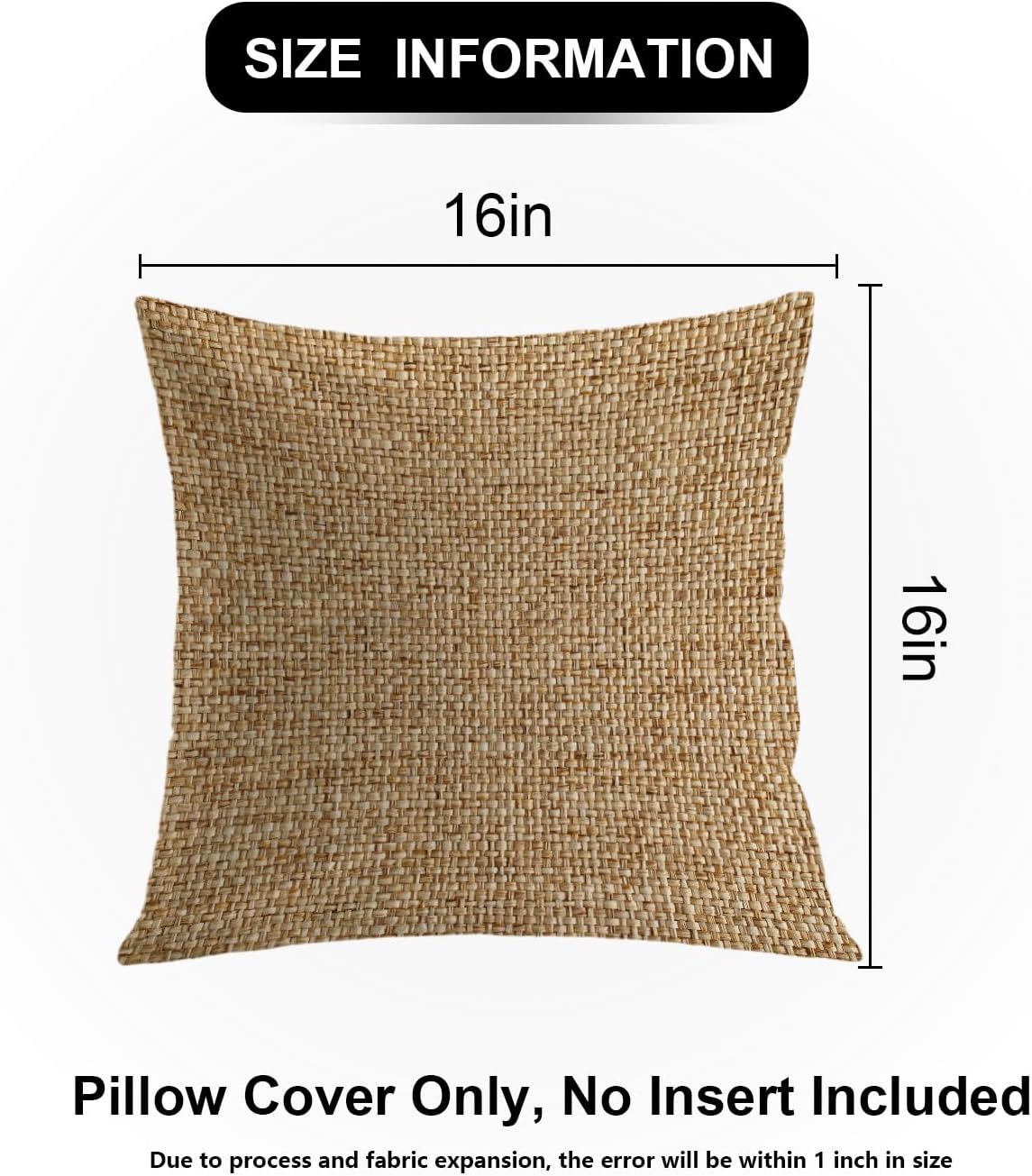 Shrahala Funda de almohada decorativa con textura de lino amarillo de imitación, diseño de yute, funda de almohada cuadrada con textura tejida en
