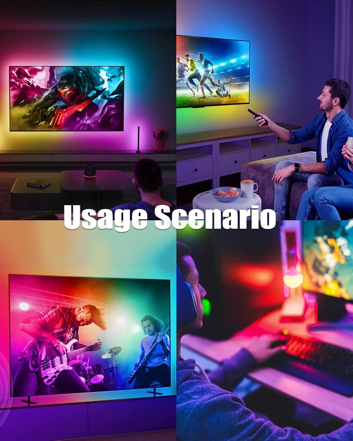 TOLOYE Retroiluminación LED para TV con caja de sincronización HDMI, retroiluminación de TV RGBIC para televisores de 55 a 70 pulgadas, PC, TV de