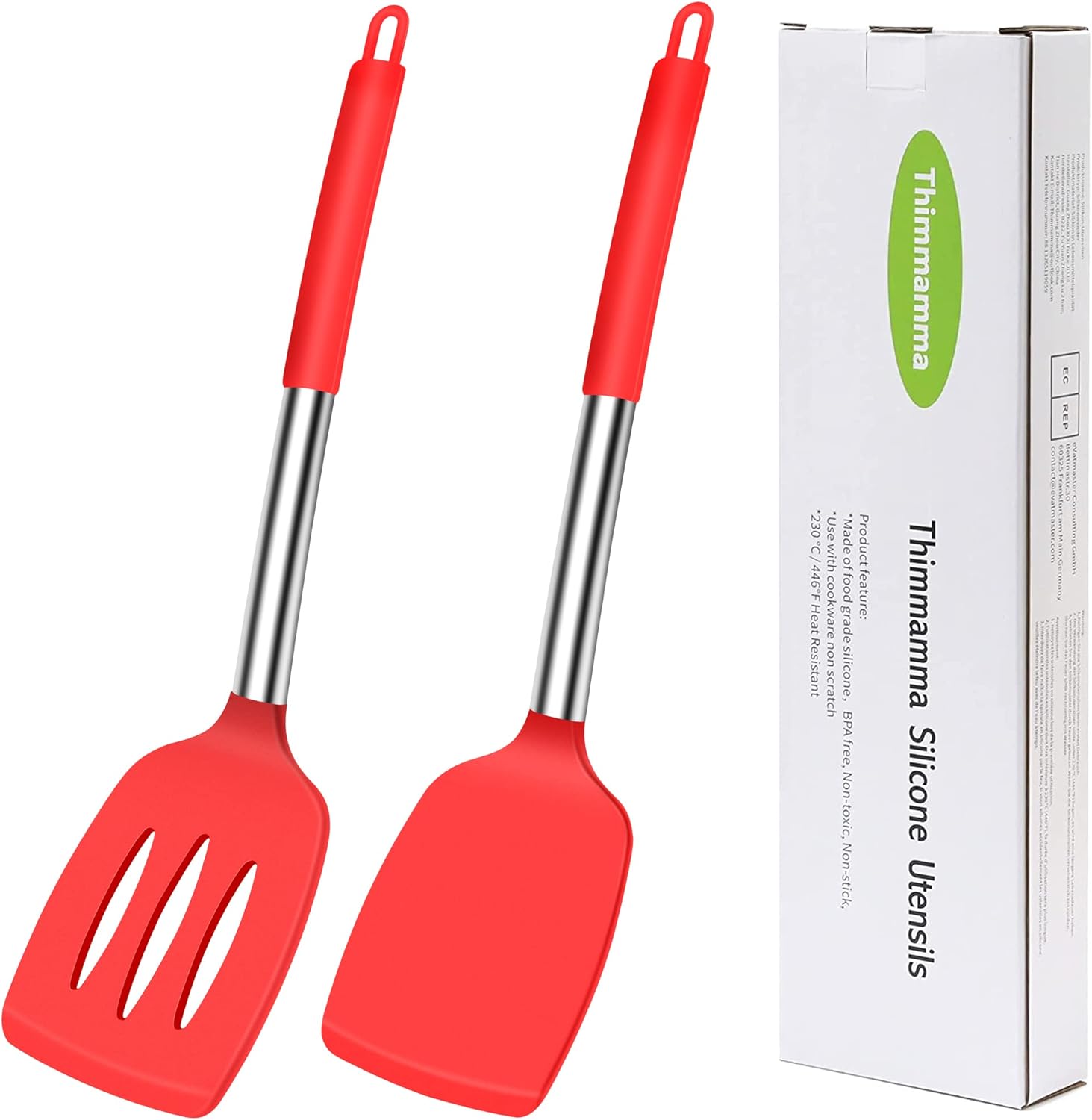 Espátula de cocina de silicona, espátula ranurada de silicona grande resistente al calor, espátulas sólidas para utensilios de cocina