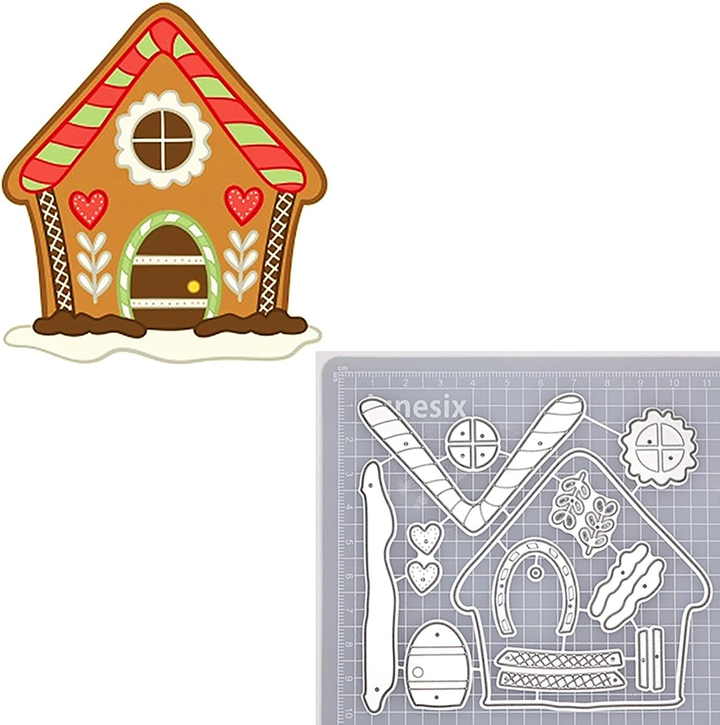 Juego de 4 troqueles de corte de metal para casa de jengibre, plantilla de Navidad, troquelado para álbumes de recortes