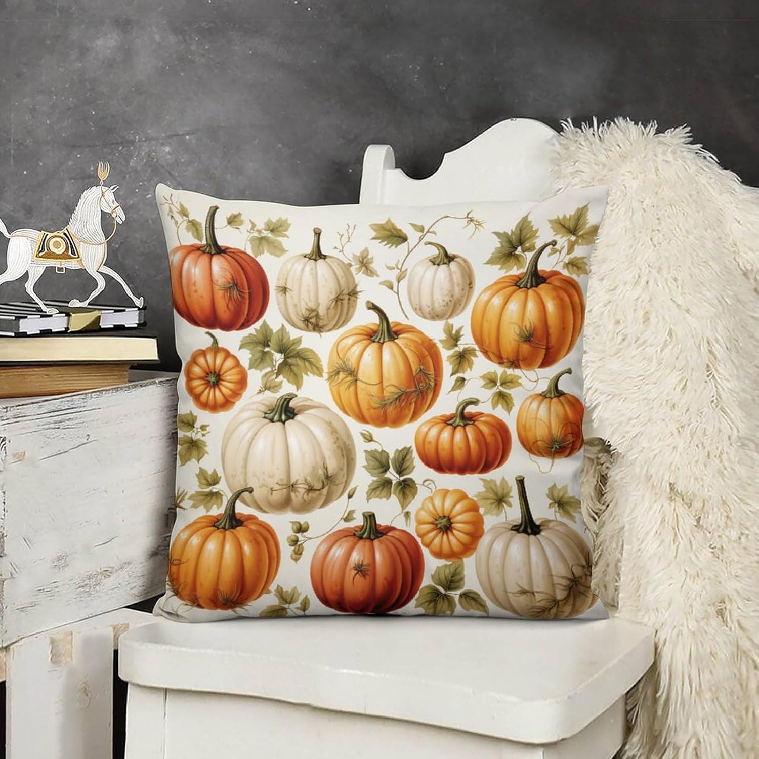 Cojines Decorativos Para Sala 26 x 26 pulgadas, fundas cuadradas decorativas de calabaza de cosecha de otoño para decoración del hogar, otoño, día