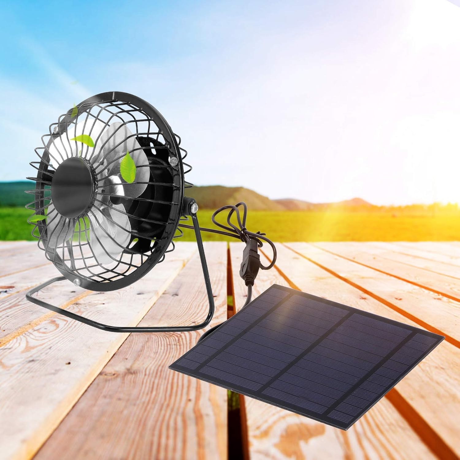 Natudeco Ventilador solar para casa de mascotas de 5 W, mini panel solar, energía solar, ventilador portátil de invernadero, ventilador solar