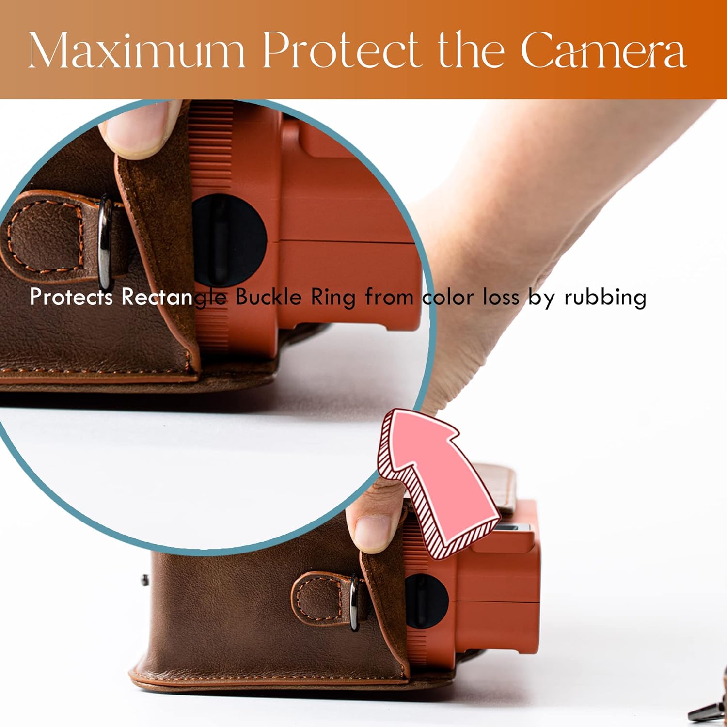 Bolsa vintage compatible con cámara instantánea Fuji Instax Square SQ1, funda de cuero vegano premium con correa de hombro extraíbleajustable
