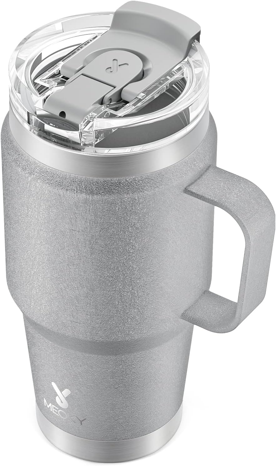 Meoky Vaso de viaje de 24 onzas, vaso de acero inoxidable con triple aislamiento con asa y tapa para sorber 2 en 1, 100% a prueba de fugas, mantiene