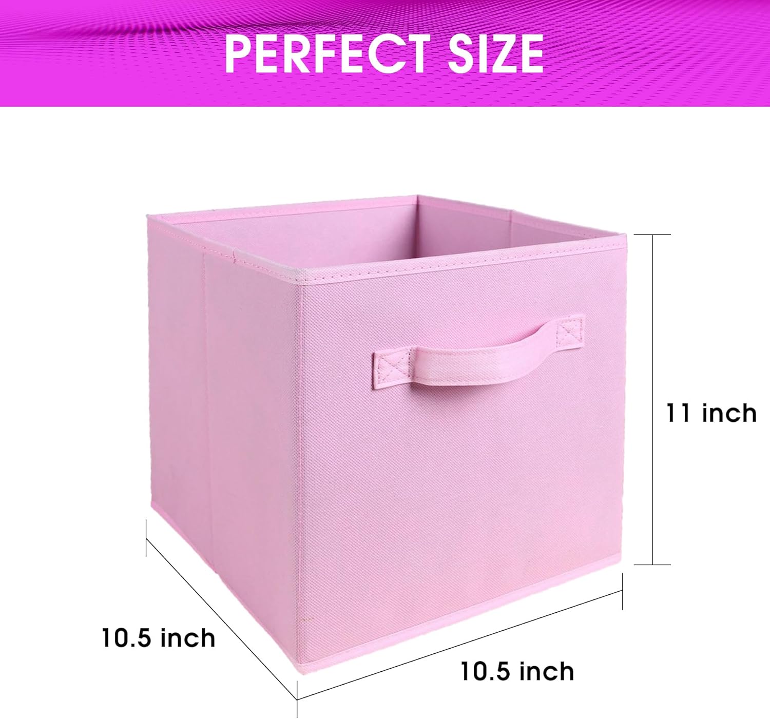 Paquete de 6 cubos de almacenamiento plegables de tela, organizadores plegables de tela con asas, (10.5 pulgadas de alto x 10.5 pulgadas de ancho x
