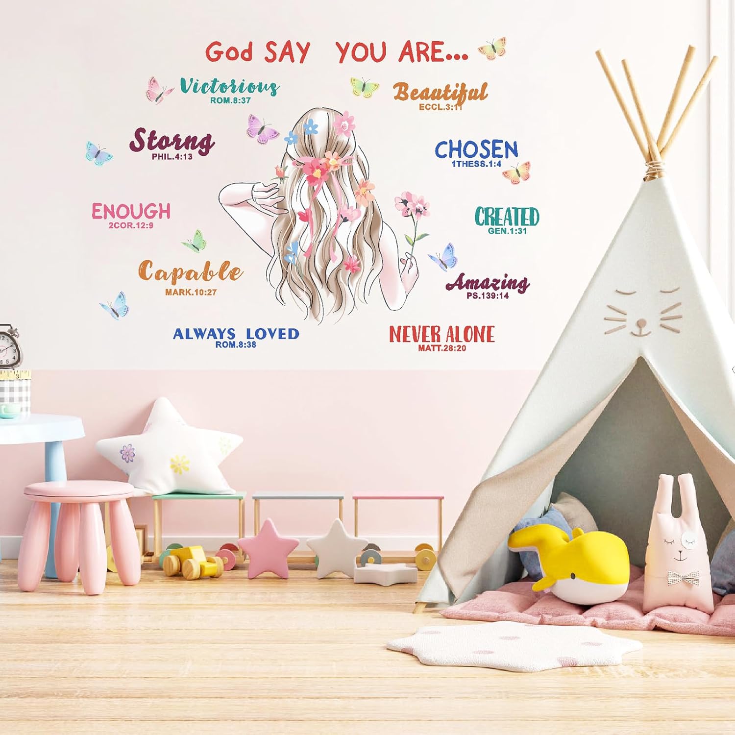 Calcomanías de pared con citas inspiradoras, coloridas calcomanías de pared motivacionales para niñas, citas positivas, calcomanías de pared